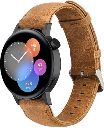 Strap-it Leren smartwatch bandje - geschikt voor Huawei Watch GT 2 42mm / GT 3 42mm / GT 3 Pro 43mm - bruin