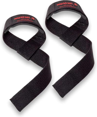 Gewatteerde katoenen liftbanden 215" (5461cm) Zwart - Extra ondersteuning fitness straps