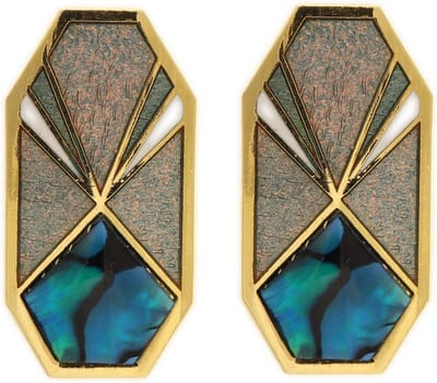 Behave Dames oorclips vintage goud-kleur blauw