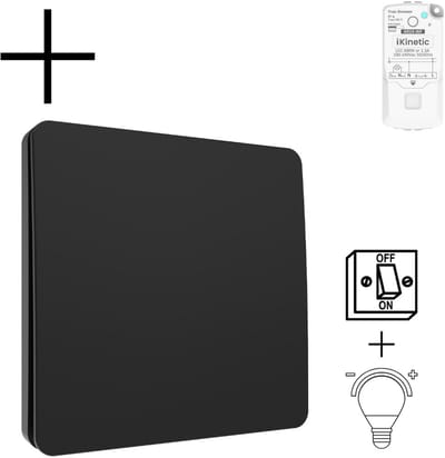 Draadloze Wandschakelaar | Wifi | Bediening RF 433 MHz | Kinetisch | Schroeven of tape | Aan/Uit Dimmer | Set | Zwart