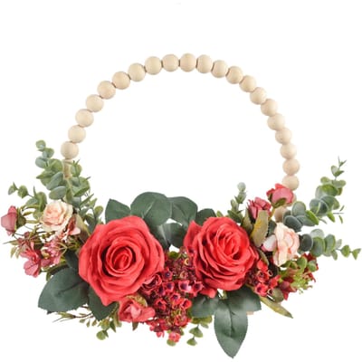 Kunstmatige Guirlande Hout Parel Decoratieve Bloemenkrans Thee Guirlande Huisdecoratie beige