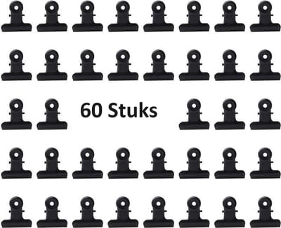 Zwarte Knijpers - Bulldog Clip - Knijpers Metaal - 60 Stuks - 30mm - SEC