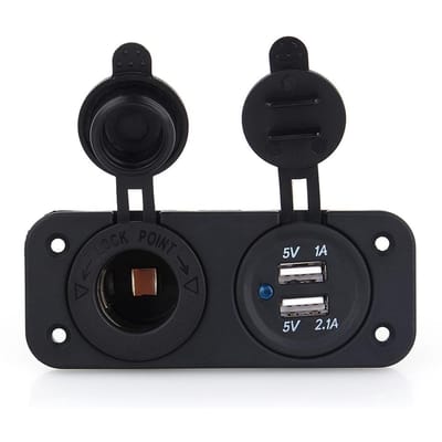 Adaptateur secteur double USB pour voiture, chargeur 12 V, allume-cigare noir