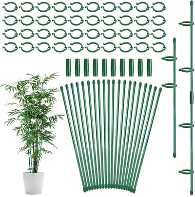 Plantenstok, plantensteunen met 40 bevestigingsclips, 10 verbindingsbuizen, plantenstokken voor orchideeën, pioenrozen, tomaten, klimplanten