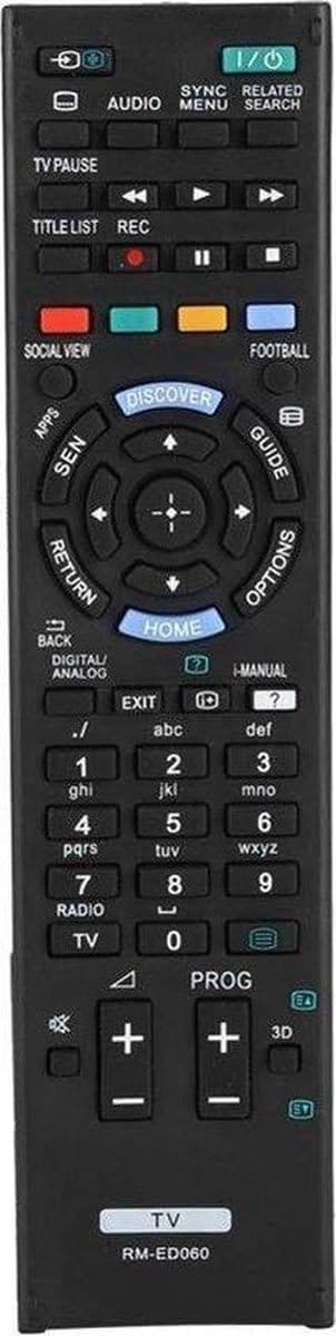 Okado afstandsbediening voor Sony TV – vervangende afstandsbediening voor Sony LCD, LED en Smart TV – zwarte TV remote met numeriek toetsenbord – werkt op 2x AAA batterijen