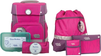 School-Mood Schooltas Champion mit LED Patchy Schulranzen-Set 7-delig Luisa Paars