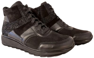 Durea - 9745 H - Hoge sneakersVeterbootsDames veterschoenenDames sneakersHalf-hoge schoenen - Kleur: Zwart - Maat: 37.5