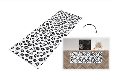 Keukenloper - Loper keuken - Dierenprint - Panter - Grijs - Zwart - 150x50 cm - Keukenloper vinyl
