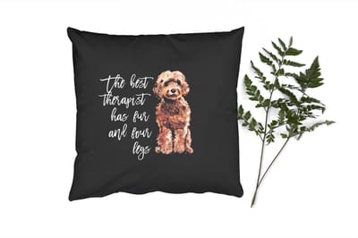 Sierkussens - Kussentjes Woonkamer - 50x50 cm - The best therapist has fur and four legs - Spreuken - Honden - Quotes