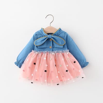 Baby Garden baby jurk denim look roze maat 86