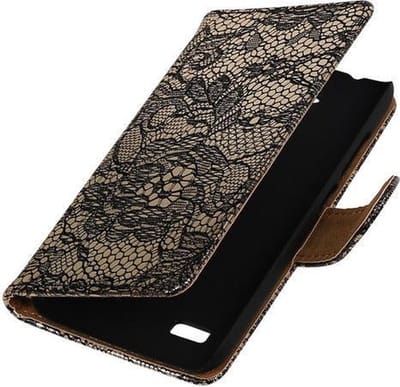 Zwart Lace Booktype Huawei Y560 / Y5 Wallet Cover Hoesje