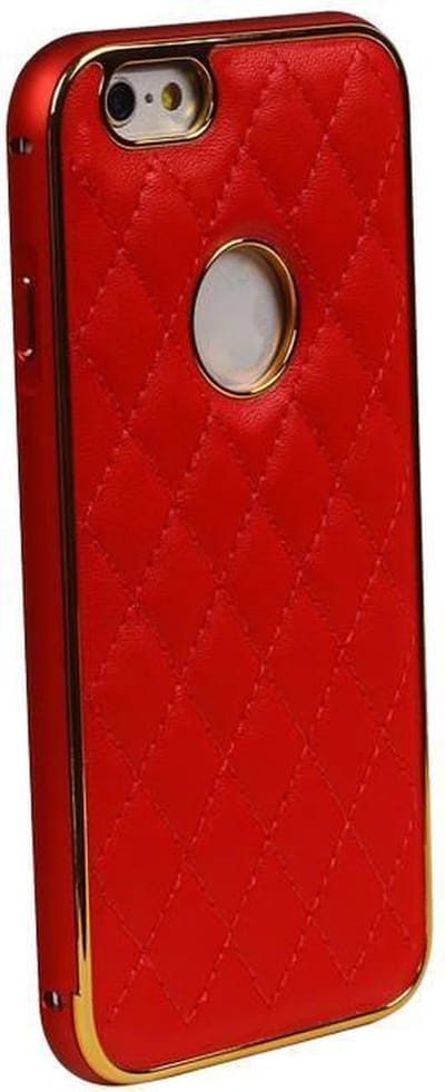 Apple iPhone 6 Plus Ruit Rood Backcover met Spiegel - Case Bumper Hoesje Hardcase Geruit