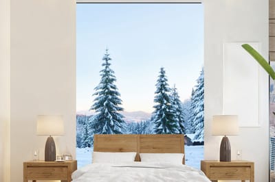 Behang - Fotobehang Winter - Sneeuw - Bomen - Breedte 160 cm x hoogte 240 cm