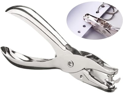 Metalen enkele gatpons 3 mm - compacte metalen pons voor papier en karton zilver