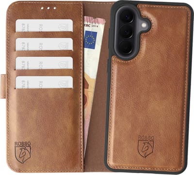 Rosso Element Geschikt voor Samsung Galaxy A57 | Uitneembaar 2-in-1 Hoesje | Luxe Portemonnee | Back Cover en Book Case | Pasjeshouder | Bruin