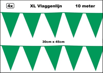 40 meter XL Vlaggenlijn groen 30cm x 45cm – 4x vlaggenlijn groen 10 meter - Giga vlaglijn themafeest party festival