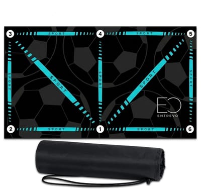 Voetbal Trainingsmat - Dribbelmat - Voetbal spullen - Balansmat voor Voetbaltraining – Antislip Sportmat 60×90cm – Voor Stabiliteit, Coördinatie & Techniek - Inclusief Voetbaltraptrainer, Draagtas & Gripsokken