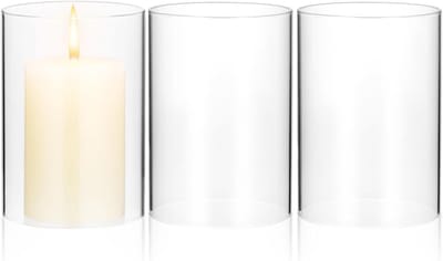 Glazen Kaarsenkapjes - Cilinder Houder - Stompkaarsen Beschermen - Hittebestendig Borosilicaatglas - 7cm Diameter - Transparant