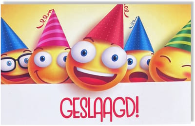 Geslaagd Wenskaart - 12x17cm - Gevouwen kaart inclusief envelop - Diploma Gehaald