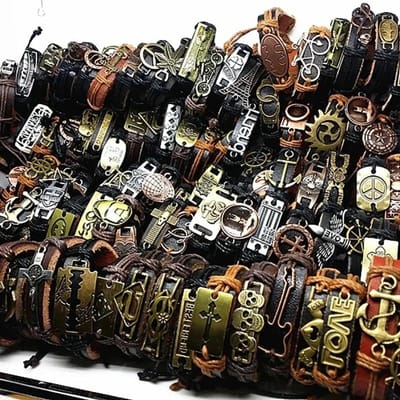 5 Pièces/Lot Bracelets Charms en Cuir Vintage Pour Femmes Styles Mixtes Bracelet Réglable Homme Mode Bijoux de Fête Accessoires gray