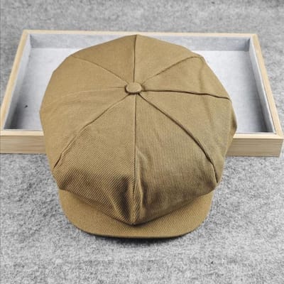Lente Zomer XXXXL 62cm Extra Grote Maat Linnen-katoen Newsboy Petten Mannen Grote Hoofd Casual Achthoekige Hoed Literaire Retro Platte Baret M 57-58cm donkere kaki kleur
