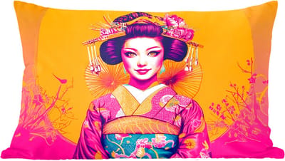Sierkussens - Kussentjes Woonkamer - 60x40 cm - Bloemen - Vrouw - Kimono - Roze