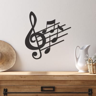 Wanddecoratie Muziek - Muurdecoratie Muzieknoot - Muurdecoratie Hout - Wanddecoratie Hout - Muurdecoratie Woonkamer - Wanddecoratie Woonkamer - Wanddecoratie Industrieel - Wanddecoratie Dieren - Home Decor - Wall Line Art - 31 x 29 cm