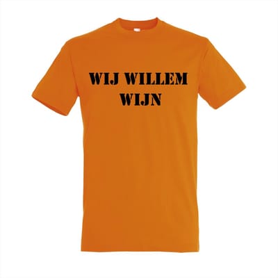 WIJ WILLEM WIJN - KONINGSDAG -shirt - 100% Katoen - Maat S - Classic Fit - Oranje