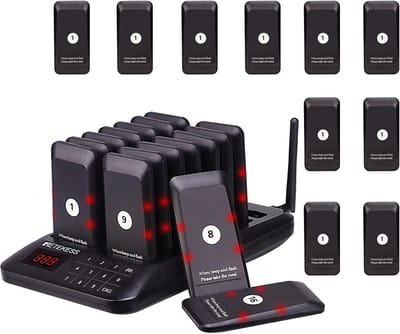 Oproepsysteem Restaurant - Pager Systeem - Efficiënter Werken - 500 Meter Bereik - 34x19.5x10.8cm - Zwart
