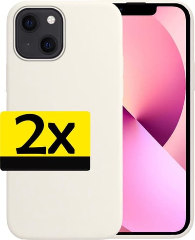 Hoesje - 2 Stuks - Geschikt voor Apple iPhone 13 Mini - Sterk & Shockproof - Case Siliconen - Back Cover - Telefoon Hoes - Telefoonhoesjes - Wit