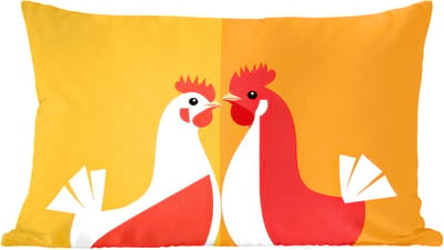 Sierkussens - Kussentjes Woonkamer - 60x40 cm - Kippen - Oranje - Vlakken