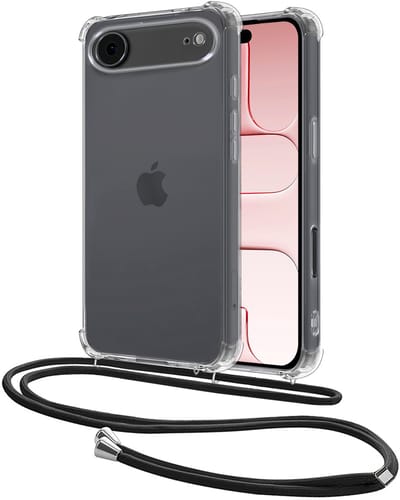 Hoesje - Geschikt voor Apple iPhone Air - Met Koord - Shock Proof - Siliconen Case - Back Cover - Telefoonkoord - Telefoon Hoes Shockproof - Telefoonketting - Transparant