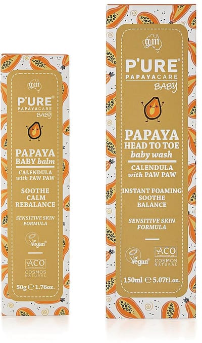 P'ure Papaya Care - Papaya Baby Balm + Papaya baby Head to Toe Wash - 2 Pak