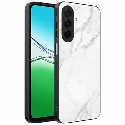 Geschikt voor Oppo A5 Telefoonhoesje met Wit Marmer Opdruk - TPU Backcover Case White Marble Design - Zwart - Smartphonica geschikt voor Oppo A5