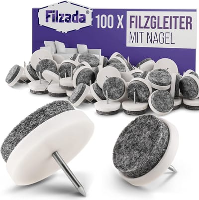 Viltglijders voor meubilair - Professionele nagels - Ø 24 mm (wit) - 100 stuks