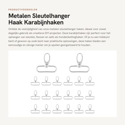 Dailygoods- Karabijnhaak - 20 Stuks - Sleutelhanger Ringen - Musketonhaak - Tas Sluitingen - Zinklegering - Geschikt voor DIY Projecten