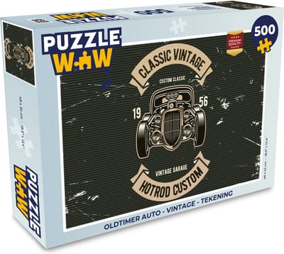 Puzzel Oldtimer auto - Vintage - Tekening - Legpuzzel - Puzzel 500 stukjes