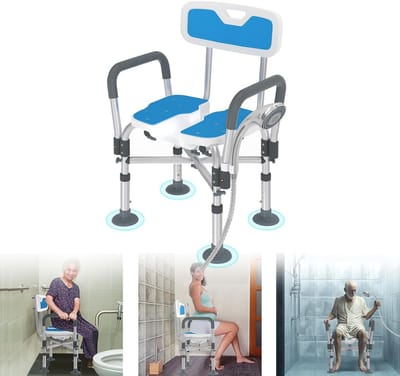 Douchestoel met Antislip - Toiletstoel - Badkamerstoel met Rugleuning & Armsteun - Dagelijks
