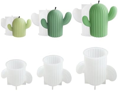 Siliconen Cactus Kaars Mallen - 3D Cactus Vormpjes voor DIY Kaarsen en Ambachten
