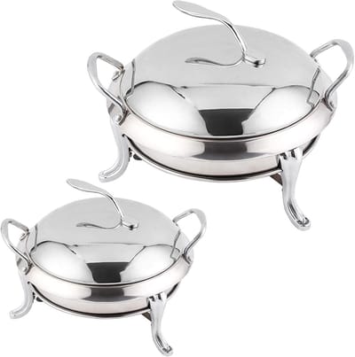 Chafing Dish Set - Buffet Server - Maaltijden Warm Houden - Roestvrij Staal - 4 Stuks - Zilver