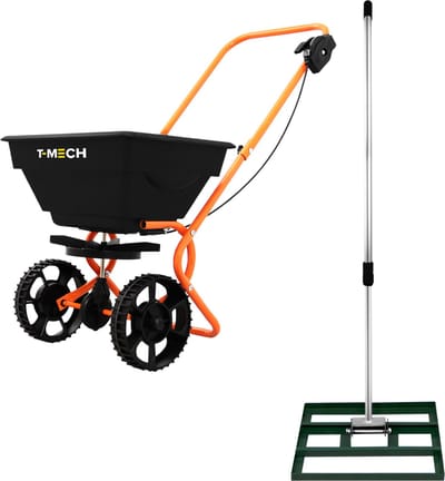 Roterende strooiwagen & gazon niveleur - groen - 50 cm - 25 kg