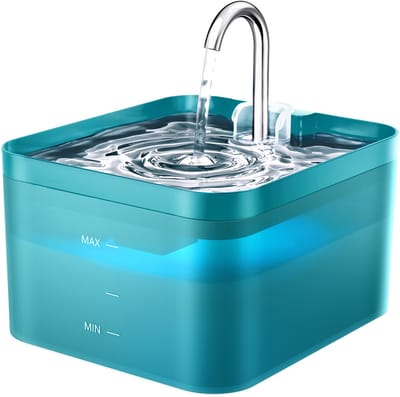 PAWPOLL Drinkfontein - Waterfontein voor Hond en Kat - 2,2L - Dieren Drinkbak - LED Zichtbare waterpeil - Incl. 1 Filters en 1 Sponzen - Groen