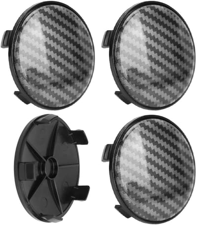 Dailygoods- Wielnaafafdekkingen 68 mm - 4-delige set - ABS/Metaal - Koolstofvezelstijl - Geschikt voor aangepaste wielen - Totale hoogte 14 mm - Naafdoppen