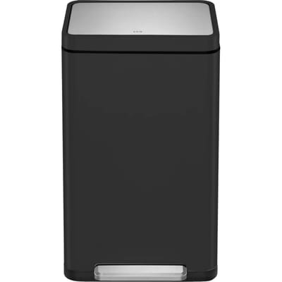 EKO - X-Cube pedaalemmer 30 liter - Steel Stainless steel Polypropylene - zwart glanzend, mat RVS - Prullenbak