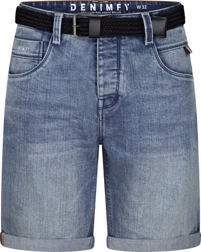 DENIMFY Heren Short Broeken DFBo regular/straight Fit Blauw Volwassenen Jeans shorts heren - Korte spijkerbroek heren