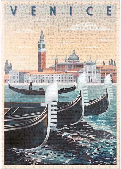 Legpuzzel 1000 Stukjes - Stadsgezicht Puzzel - Ontspanning Thuis - Art Deco Stijl - 68 x 48 cm - Vintage Kleuren