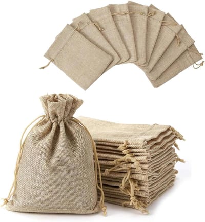 Jute Cadeauzakjes - Opbergzakjes - Sieraden Presenteren - Machinewasbaar Herbruikbaar - 9x12cm - Natuurlijk