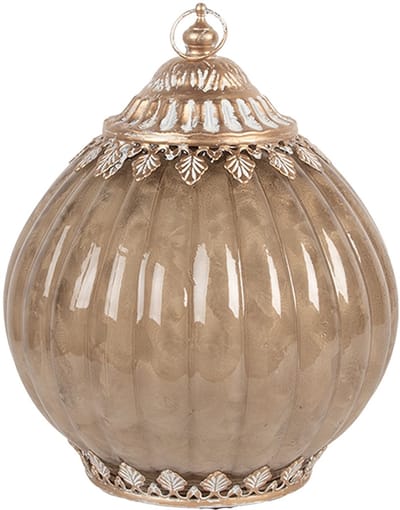 Clayre & Eef LED Lantaarn Ø 15x19 cm Beige Glas