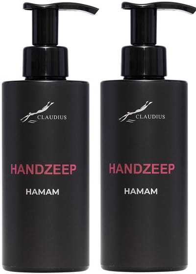 Handzeep Hamam 300 ml - met pomp - zwarte fles - set van 2 stuks
