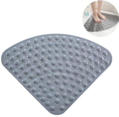 QTTVBTNA – 1 Stuk Antislip badmat - PVC Antislip Douchemat met Zuignappen en Afvoergaten - voor Hoekdouche en Bad - Waterdoorlatend Sneldrogend en Veilig - Geschikt voor Badkamer en Douche - Duurzaam en Onderhoudsvriendelijk - 54x54 cm - Grijs